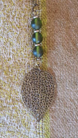 Brass Necklace with Green Beads